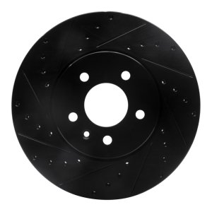 Cadillac CT4 Brake Rotor (1) - Front Left - R1 Concepts - Drilled & Slotted - Black - `13-`25